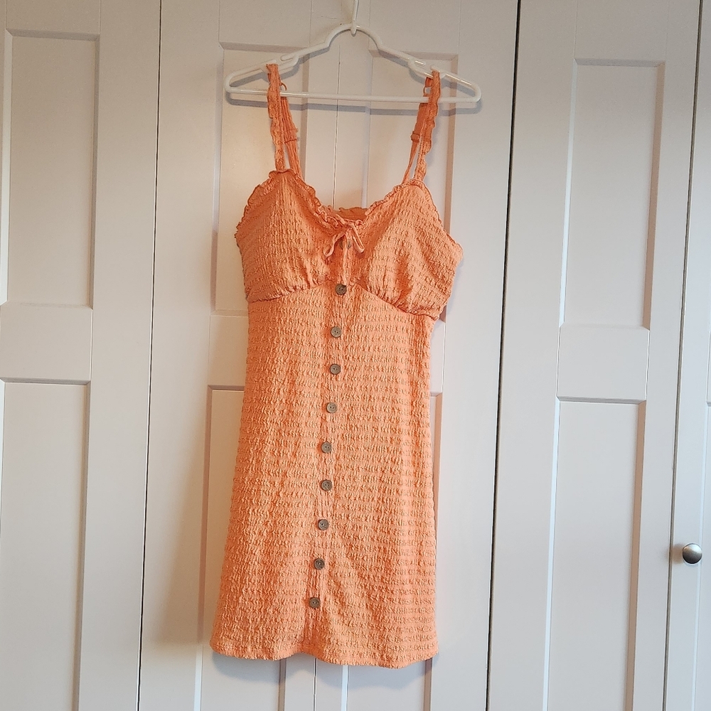 No Boundaries Orange Ruffled Sundress